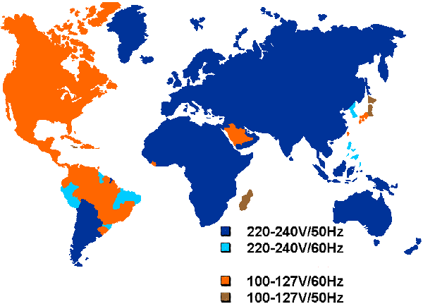 Мировые стандарты всех стран на розетки, вилки, напряжение и частоту тока