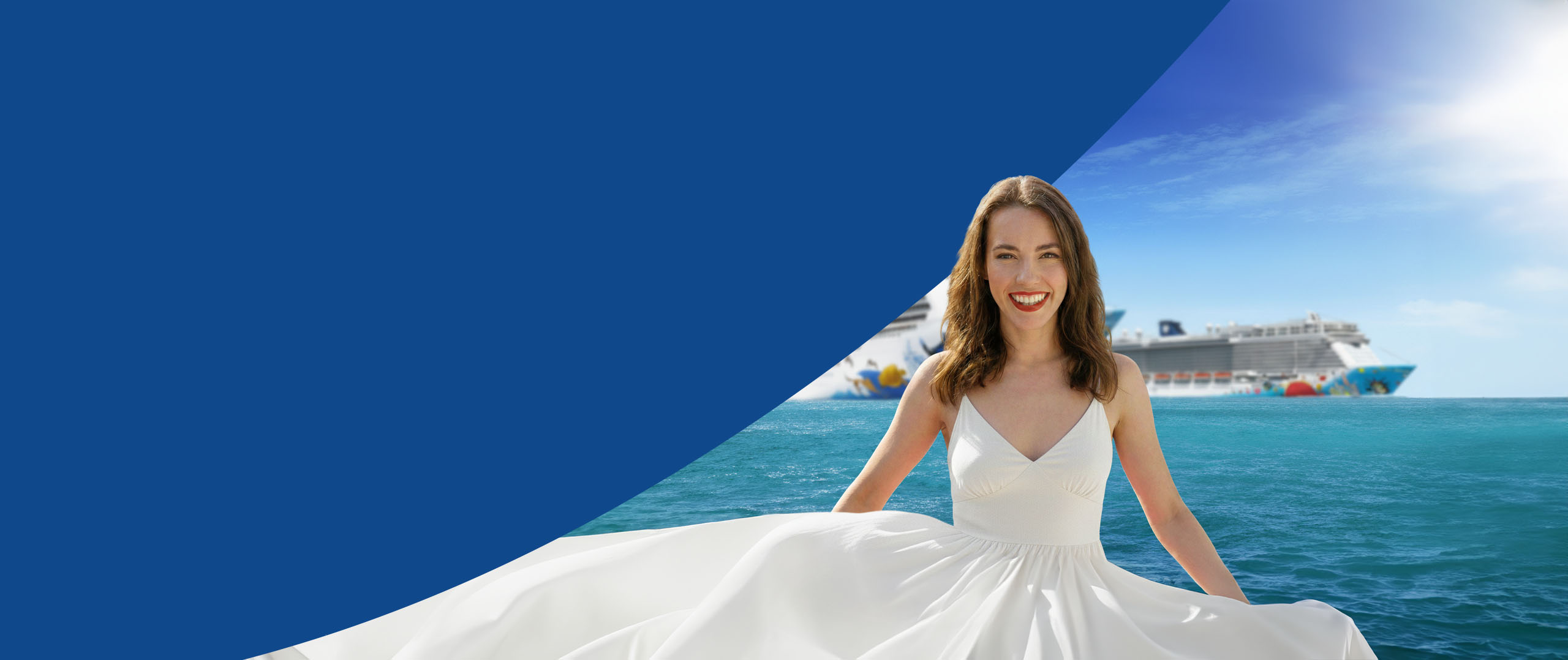 kruiisid kruiisipuhkus kampaania naine mere ääres Norwegian Cruises kruiisilaevadega