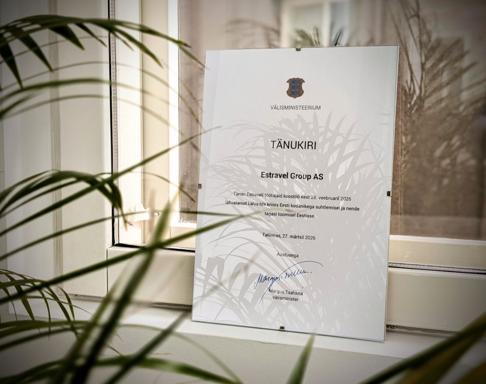 Meil on suur au, et Välisministeerium tunnustas Estraveli tiimi panust märtsi alguses toimunud evakuatsioonilendude korraldamisel.
The post Välisministeerium tu